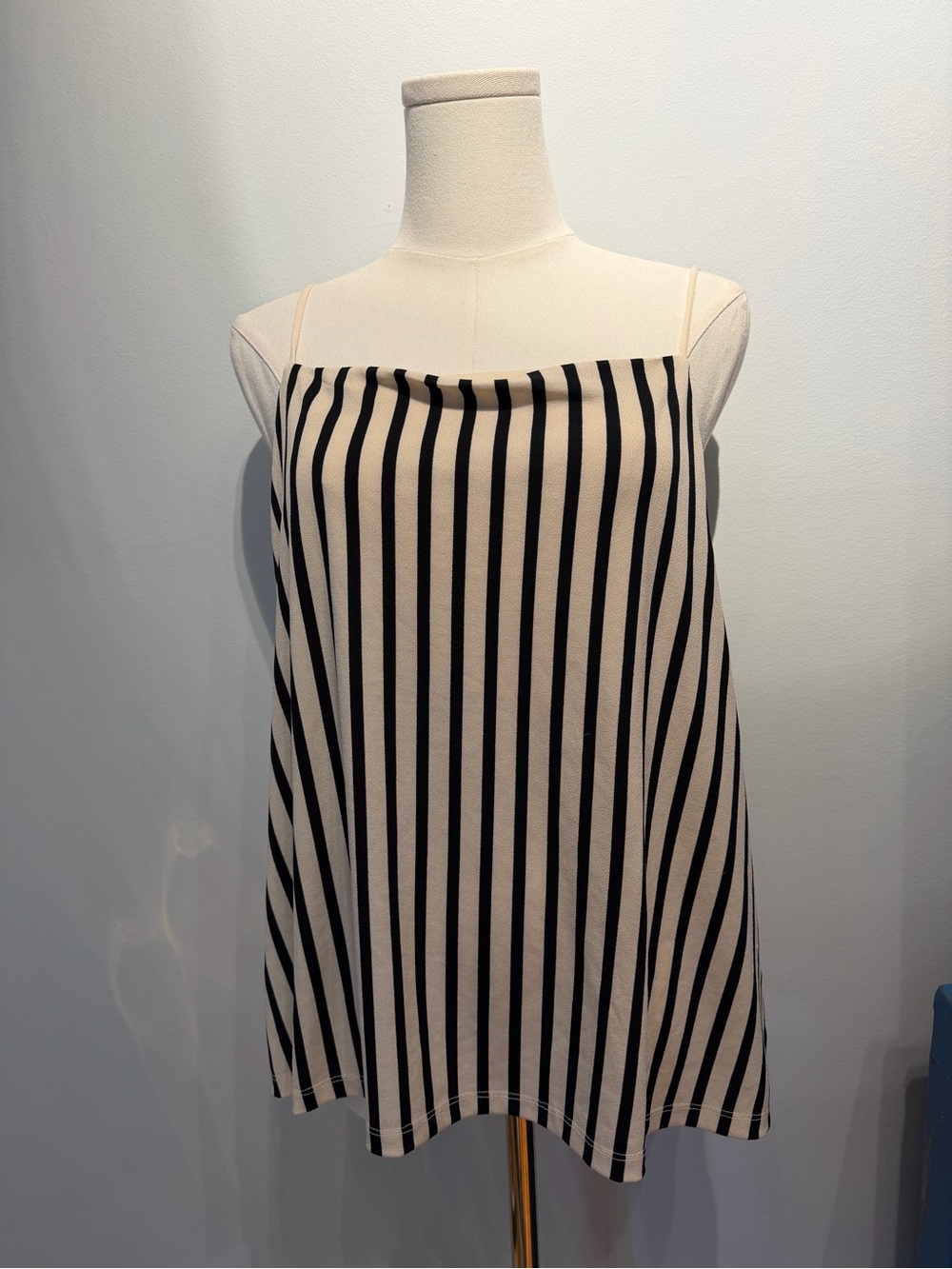 H&M Cream and Black Vertical Stripe Spaghetti Strap Cami